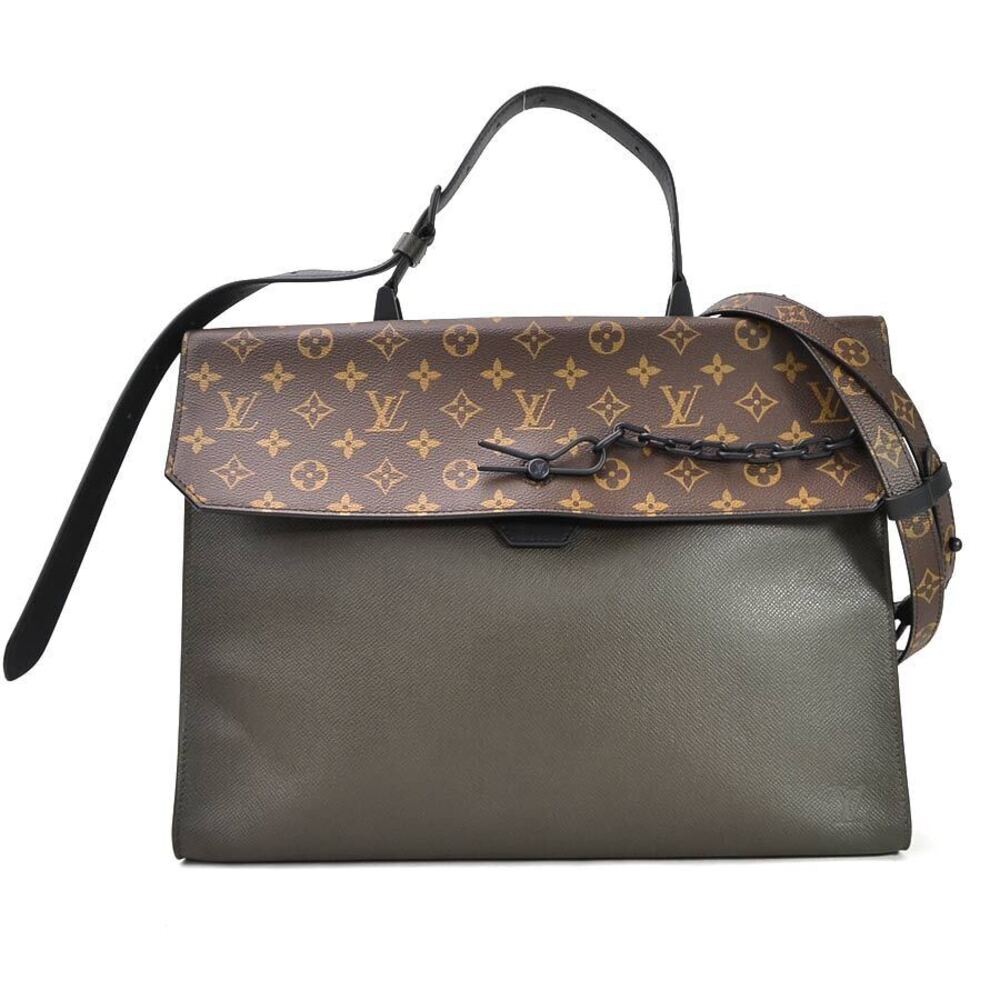 Louis Vuitton Monogram Taiga Robusto Briefcase shoulder canvas embossed leather